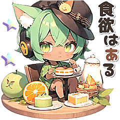 [LINEスタンプ] 日焼け 猫耳ガール♡食欲 スイーツ