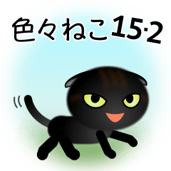 [LINEスタンプ] 色々な猫15-2 短毛-垂れ耳-黒