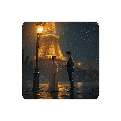 [LINEスタンプ] 恋人と街と雨の夜✨️Lovers in Rainy Night