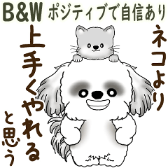 [LINEスタンプ] B＆Wのシーズー犬「ポジティブで自信あり」