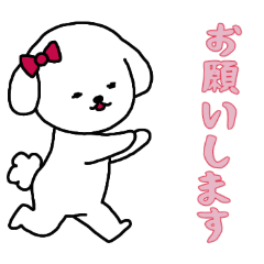 [LINEスタンプ] [お願いします専用]白い犬の女の子
