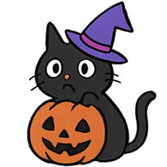 [LINEスタンプ] ハロウィン 魔女帽子の黒ねこスタンプ