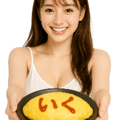 [LINEスタンプ] オムライスで伝える美女 (毎日使える会話)