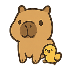 [LINEスタンプ] 雨の日カピバラとひよこ