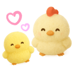 [LINEスタンプ] ふわふわ ヒヨコとニワトリ 日常