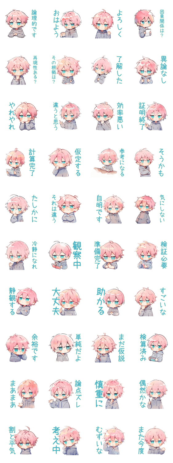 ジト目パーカーくんのロジカル返信のスタンプ詳細