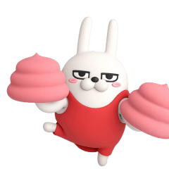 [LINEスタンプ] 動く 3D擦れうさぎ5
