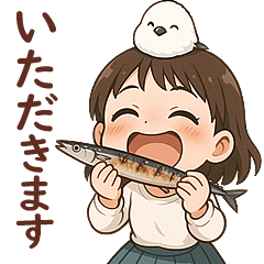 [LINEスタンプ] 女の子と小鳥 秋がいっぱい♪