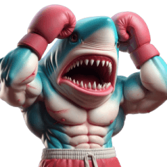 [LINEスタンプ] かわいくて怒りっぽいボクシングサメ,