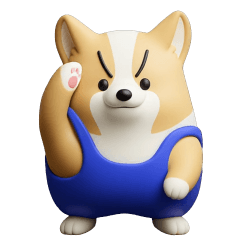 [LINEスタンプ] デカ動く 3D猛コーギー silent