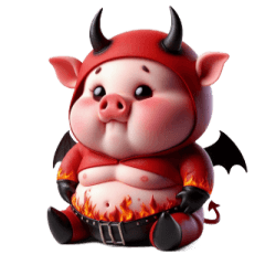 [LINEスタンプ] 悪魔ピンクブタのおふざけ