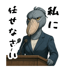 [LINEスタンプ] 走り抜け！鋭い眼光の政治家ハシビロコウ