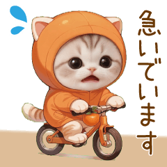 [LINEスタンプ] スコティッシュ猫 みかん服 ネガティブ敬語