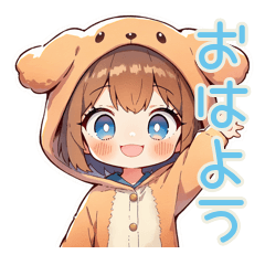 [LINEスタンプ] 元気な犬耳パーカーの女の子