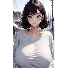 [LINEスタンプ] 肉肉雪地少女写真