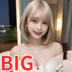 [LINEスタンプ] 【BIG】オフショルダー美女と夜の会話