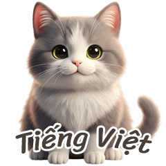 [LINEスタンプ] 【ベトナム】 灰色＆白色 ねこ スタンプ 1