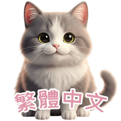 [LINEスタンプ] 【繁體字】 灰色＆白色 ねこ スタンプ 2