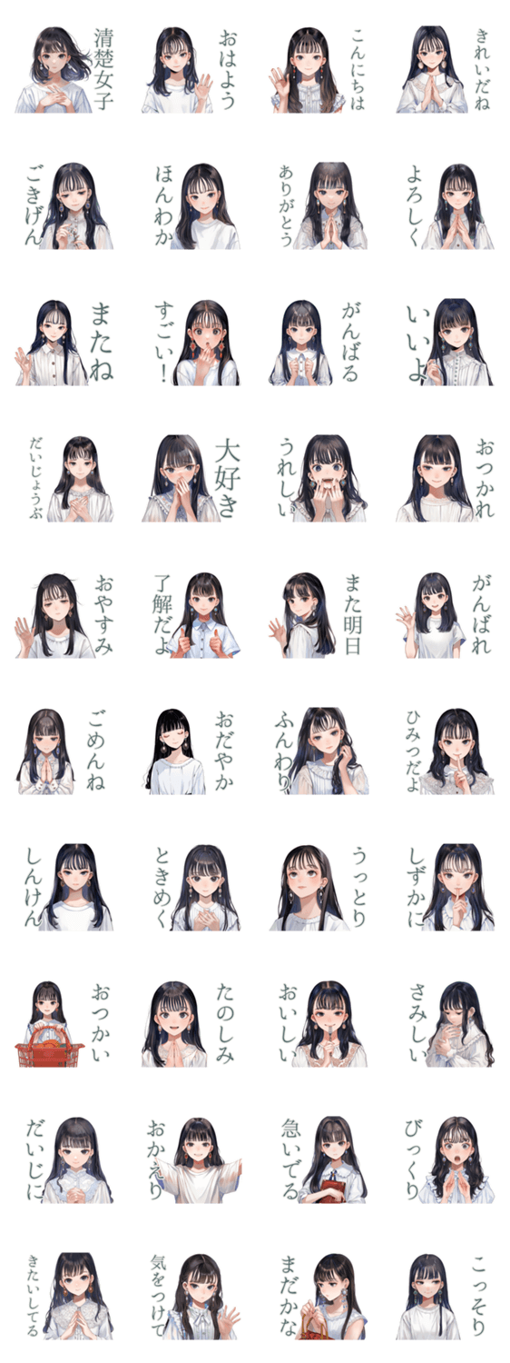清楚な女の子の日常スタンプのスタンプ詳細