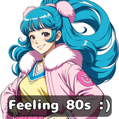 [LINEスタンプ] 80年代アニメ風ガールズ☆レトロスマイル