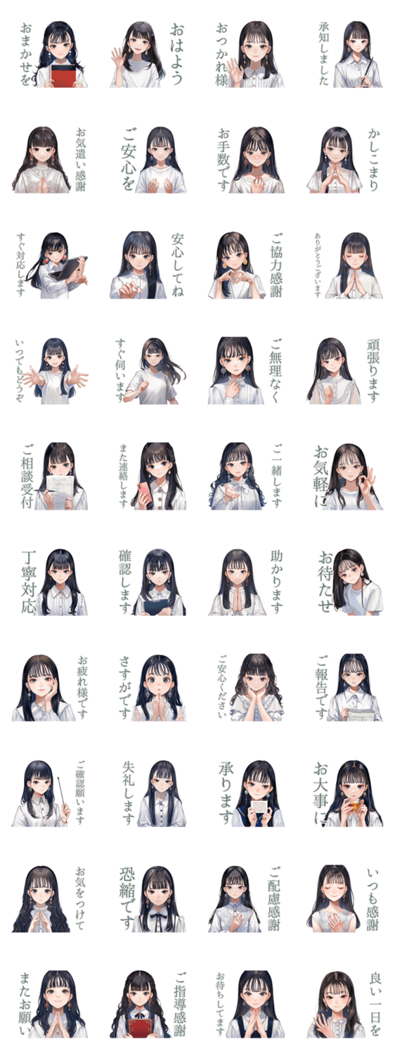 清楚な女の子の優しい敬語のスタンプ詳細