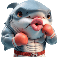 [LINEスタンプ] 爆笑ボクシングサメは毎日パンチ中,