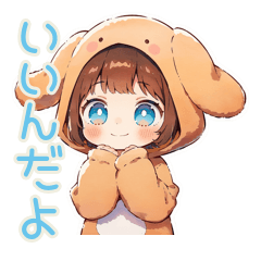 [LINEスタンプ] 犬耳パーカーの女の子★全肯定
