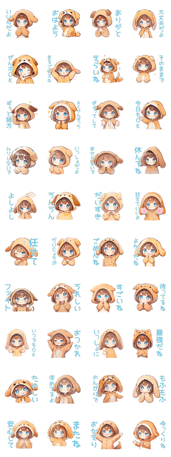 犬耳パーカーの女の子★全肯定のスタンプ詳細
