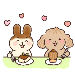 [LINEスタンプ] ティラミスうさぎとモンブランいぬ