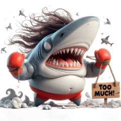 [LINEスタンプ] ボクシングサメの感情コントロール失敗中,