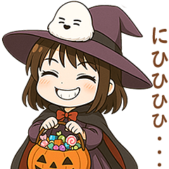 [LINEスタンプ] 女の子と小鳥 可愛らしくハロウィン
