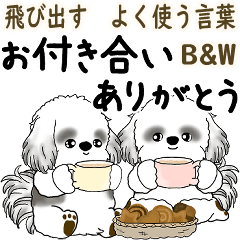 [LINEスタンプ] 飛び出すB＆Wシーズー犬 「よく使う言葉」