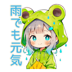 [LINEスタンプ] ごきげん★蛙フードパーカーの女の子