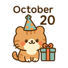 [LINEスタンプ] 10月20日お誕生日 まゆげときなこ