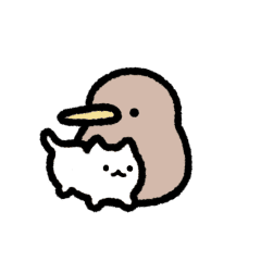 [LINEスタンプ] 動く！超小さいキーウィと猫