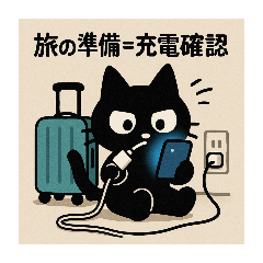 [LINEスタンプ] SNS中毒ネコ〜依存にゃん〜 通信旅行中
