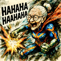 [LINEスタンプ] SMASH！！ヒーロー婆ちゃん