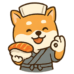 [LINEスタンプ] 柴犬すし職人 かわいいサービス