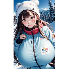 [LINEスタンプ] スキーガール写真