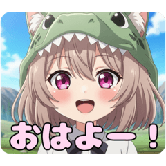 [LINEスタンプ] がぶがぶ恐竜みなみとありさセット
