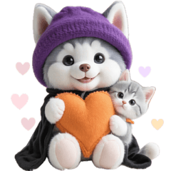 [LINEスタンプ] シベリアンハスキーとねこ♡文字なし