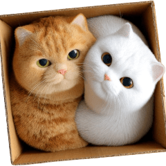 [LINEスタンプ] 白猫とオレンジ猫のカップルアニメーション