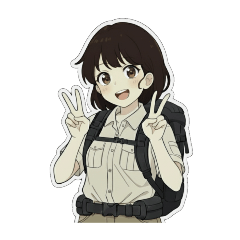 [LINEスタンプ] 山ガール 黒ボブ