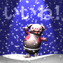 [LINEスタンプ] 雪とピンクピッグ（アニメーション）