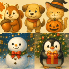 [LINEスタンプ] 秋冬♡可愛い動物コレクション BIG