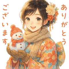 [LINEスタンプ] 冬の着物女子日常会話スタンプ