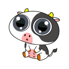 [LINEスタンプ] 大きな目のかわいいウシはもう疲れた