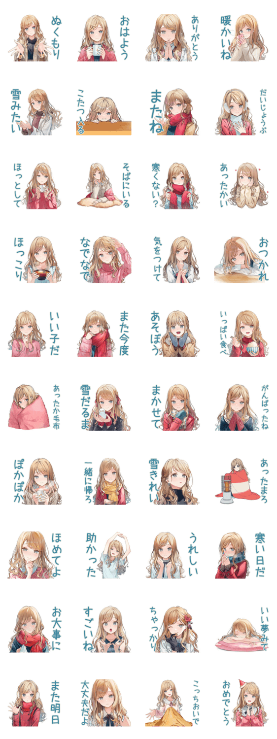 優しいお姉さんの冬スタンプのスタンプ詳細