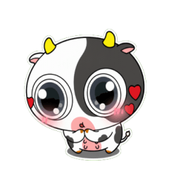 [LINEスタンプ] 大きな目のかわいいウシのときめきアラート