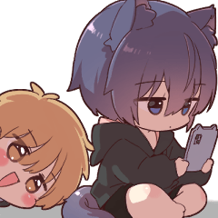 [LINEスタンプ] 背景で動く！ツンデレ猫耳少年